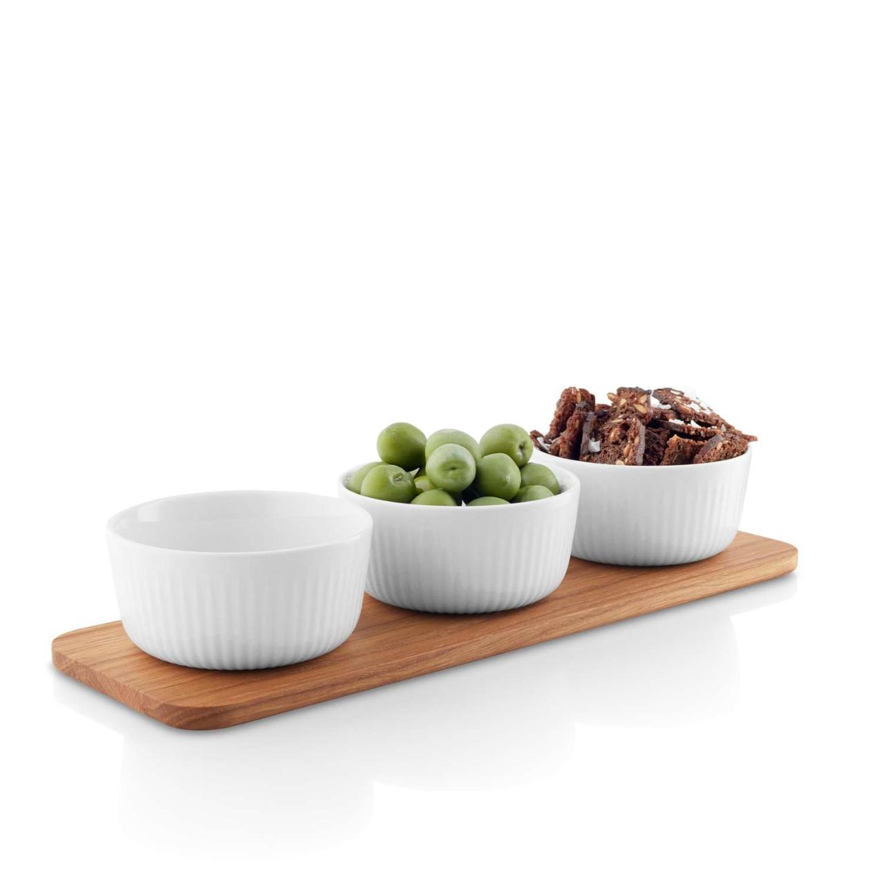 Legio Nova Snacks sett 3 skåler + fat oak
