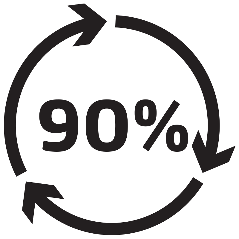 90% recycled steel